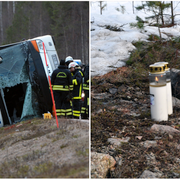 Bussen välte på en väg utanför Sveg/Ljus längst med vägen där olyckan inträffade