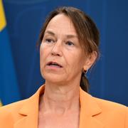 Olivia Wigzell tf generaldirektör Folkhälsomyndigheten, under fredagens pressträff om mpox.