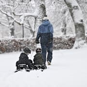 Ovädret Anna drog in över Enköping på nyårsdagen med rikligt snöfall. 