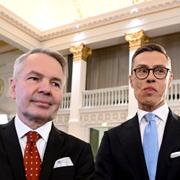 Pekka Haavisto och Alexander Stubb. Det är fördel för den senare inför andra omgången. 