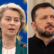 Ursula von der Leyen, Volodymyr Zelenskyj och Kaja Kallas.