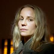 Skådespelaren Sofia Helin vid inspelningen av den dansk-svenska tv-serien Bron.