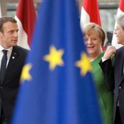 Frankrikes president Emmanuel Macron, Tysklands förbundskansler Angela Merkel och Tysklands premiärminister Paolo Gentiloni.