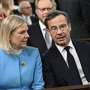 Statsminister Ulf Kristersson och Socialdemokraternas partiledare Magdalena Andersson.