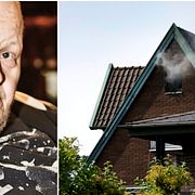 Freddie Wadling och hans hus som började brinna under söndagen.