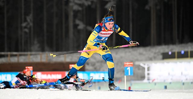 Elvira Öberg under ett lopp i december. Anders Wiklund/TT
