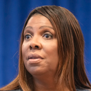 Donald Trump och New York-åklagaren Letitia James. 