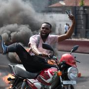 Demonstrant i Kinshasa den 28 januari 2025. 