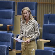 Katja Nyberg (SD) under en frågestund i riksdagen 2021.