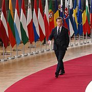 Statsminister Ulf Kristersson (M) innan dagens EU-toppmöte i Bryssel.
