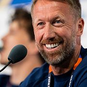 Graham Potter på presskonferensen.