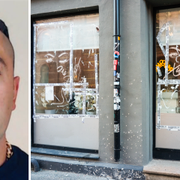 Foxtrots ledare Rawa Majid/skador på fönsterruta i Oslo.