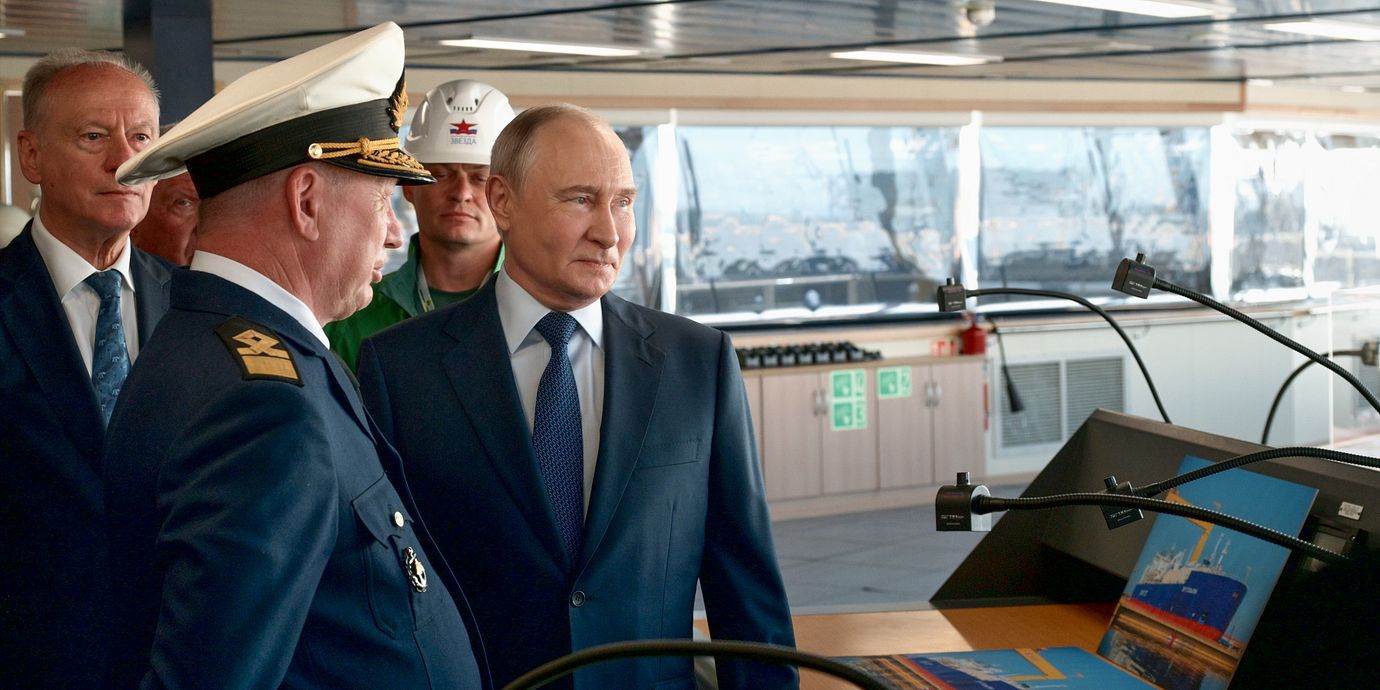 Rysslands president Vladimir Putin på ett ryskt fartyg, 1 september.