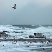 Utsikt mot Östersjön från Bornholm, Danmark den 9 februari 2021. 