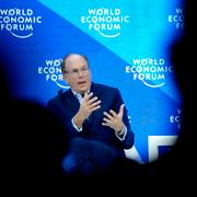 Larry Fink, CEO of BlackRock, attends a panel at the World Economic Forum in Davos, 2023.