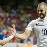 Mathieu Valbuena och Karim Benzema under VM i Brasilien förra året.