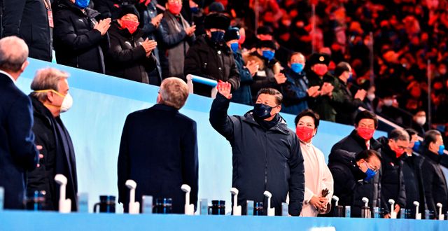 Kinas Xi Jinping vid OS-invigningen.  Anthony Wallace / AP