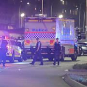 Polis på plats efter terrordådet.