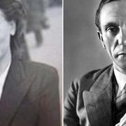 Brunhilde Pomsel och Joseph Goebbels. Arkivbild