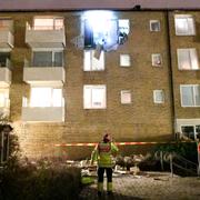 Explosionen orsakade stora skador på fasaden 