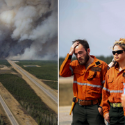 Flygfoto av highway 63/Räddningstjänst i Kanada