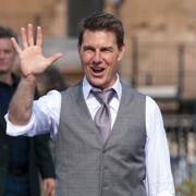 Tom Cruise under inspelningen av Mission impossible 7 i Rom, 2020. 