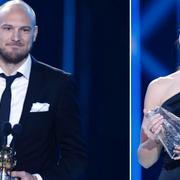 Andreas Granqvist och Kosovare Asllani tar emot priserna på Fotbollsgalan.