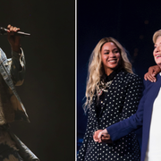 Arkivbild, Kanye West/ Beyoncé,Jay Z och Clinton under valrörelsen