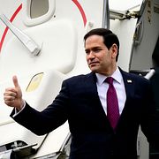 USA:s utrikesminister Marco Rubio i slutet av sin vistelse i Italien.