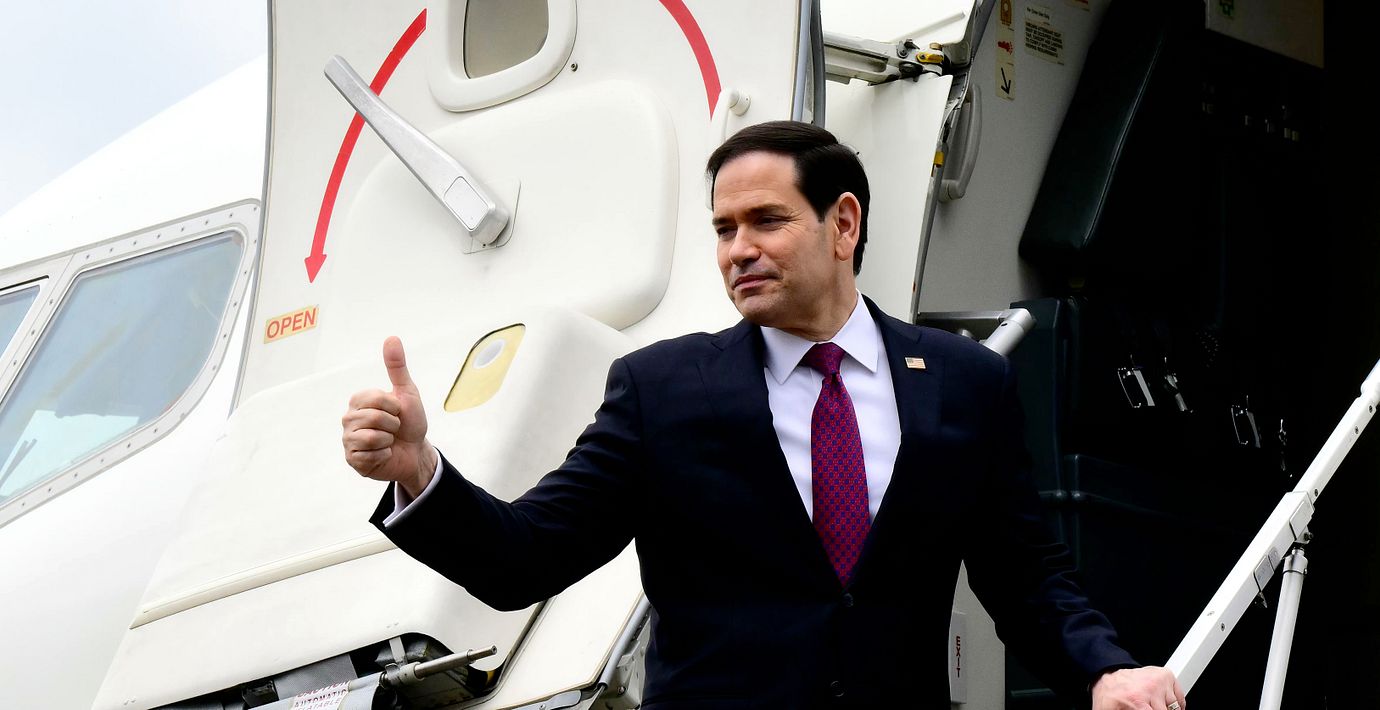 USA:s utrikesminister Marco Rubio i slutet av sin vistelse i Italien.