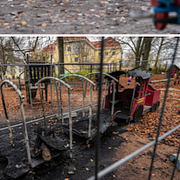 Några av brandplatserna i Malmö: Fr v lekplatsen på Vitoxelgatan, lekplats i Kungsparken och rutschkanan Gula Kulan på Sollekplatsen