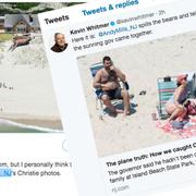 New Jerseys guvernör Chris Christie på stranden. 