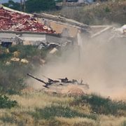 En israelisk stridsvagn i Libanon på söndagen.
