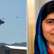 Helikoptern med Malala och hennes föräldrar flyger in över Swatdalen/Malala Yousafzai. 