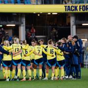 Sverige samlar sig efter en Nations League-match tidigare i år.