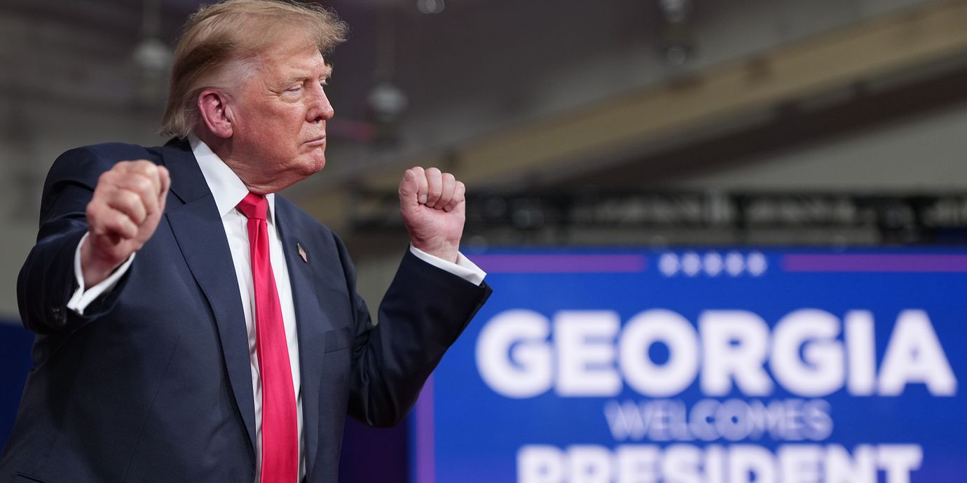 Trump inför sitt tal i natt.