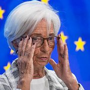 ECB-chefen Christine Lagarde på dagens pressträff.