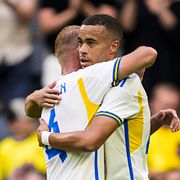 Robin Quaison under en match med Sverige 2023.