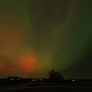 Norrsken utanför Vellinge i Skåne under måndagskvällen. 