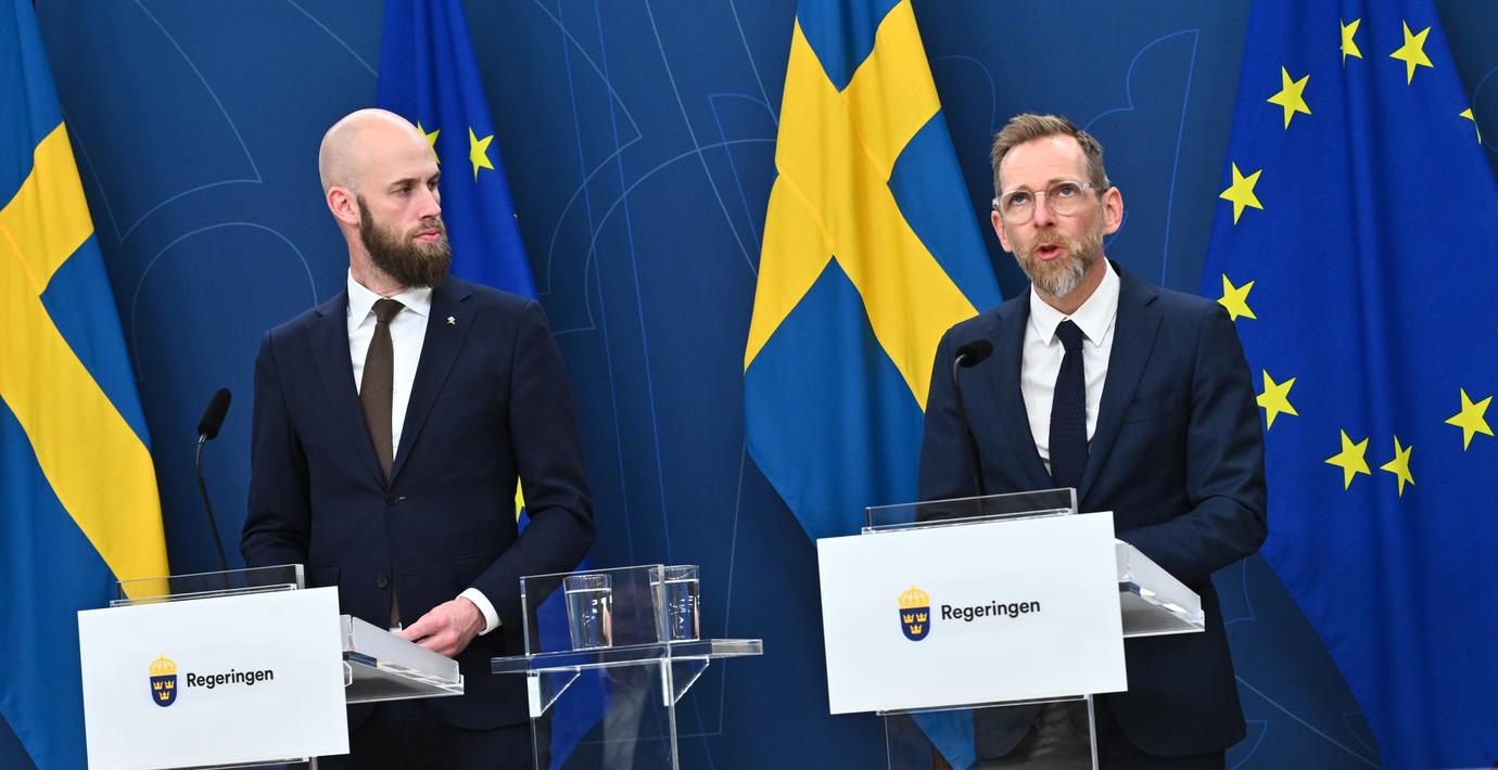 Minister för civilt försvar Carl-Oskar Bohlin (M) och socialminister Jakob Forssmed (KD).