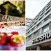 Vinprovning samt stadshuset i Malmö. 