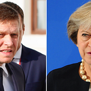 Slovakiens premiärminister Robert Fico och Storbritanniens premiärminister Theresa May.