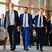 Ulf Kristersson (M), Jimmie Åkesson (SD), Ebba Busch (KD) och Johan Pehrson (L).