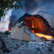 Träffad byggnad i Kyiv, 10 juni 2025. 