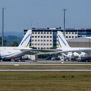 Ukrainska fraktflyg på Leipzigs flygplats.