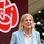 Socialdemokraternas partiledare Magdalena Andersson under sitt tal i Almedalen på torsdagen.