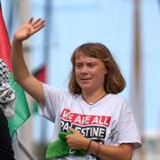 Thunberg ombord på ett av GSF:s fartyg i Barcelona i slutet på augusti. 