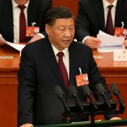 Xi Jinping håller sitt avslutningstal på folkkongressen.