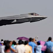 Ett amerikanskt F-35 på en uppvisning i Indien 2023.