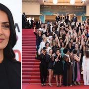 Salma Hayek/protesten på röda mattan i Cannes.